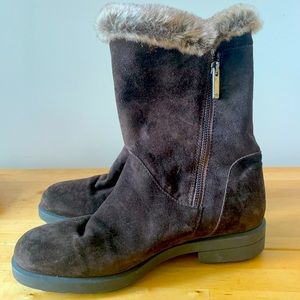Aquatalia suede faux fur lined boots